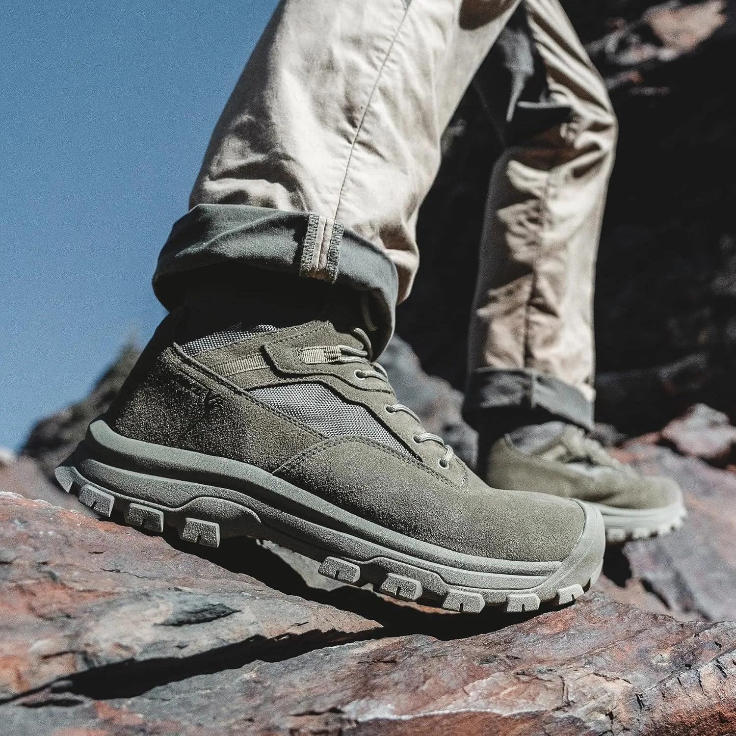 NORTIV 8 Men's Waterproof Work Military Tactical Boots Rubber Toe Leather Outdoor Hiking Motorcycle Combat Boots