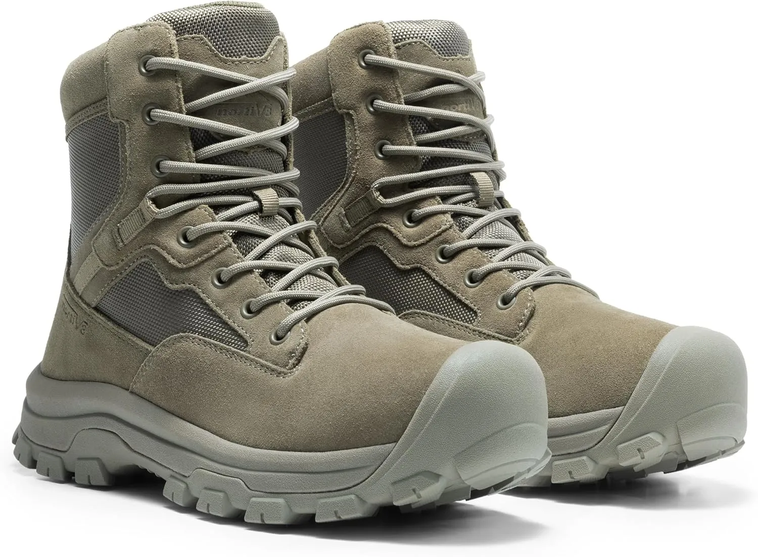 NORTIV 8 Men's Waterproof Work Military Tactical Boots Rubber Toe Leather Outdoor Hiking Motorcycle Combat Boots