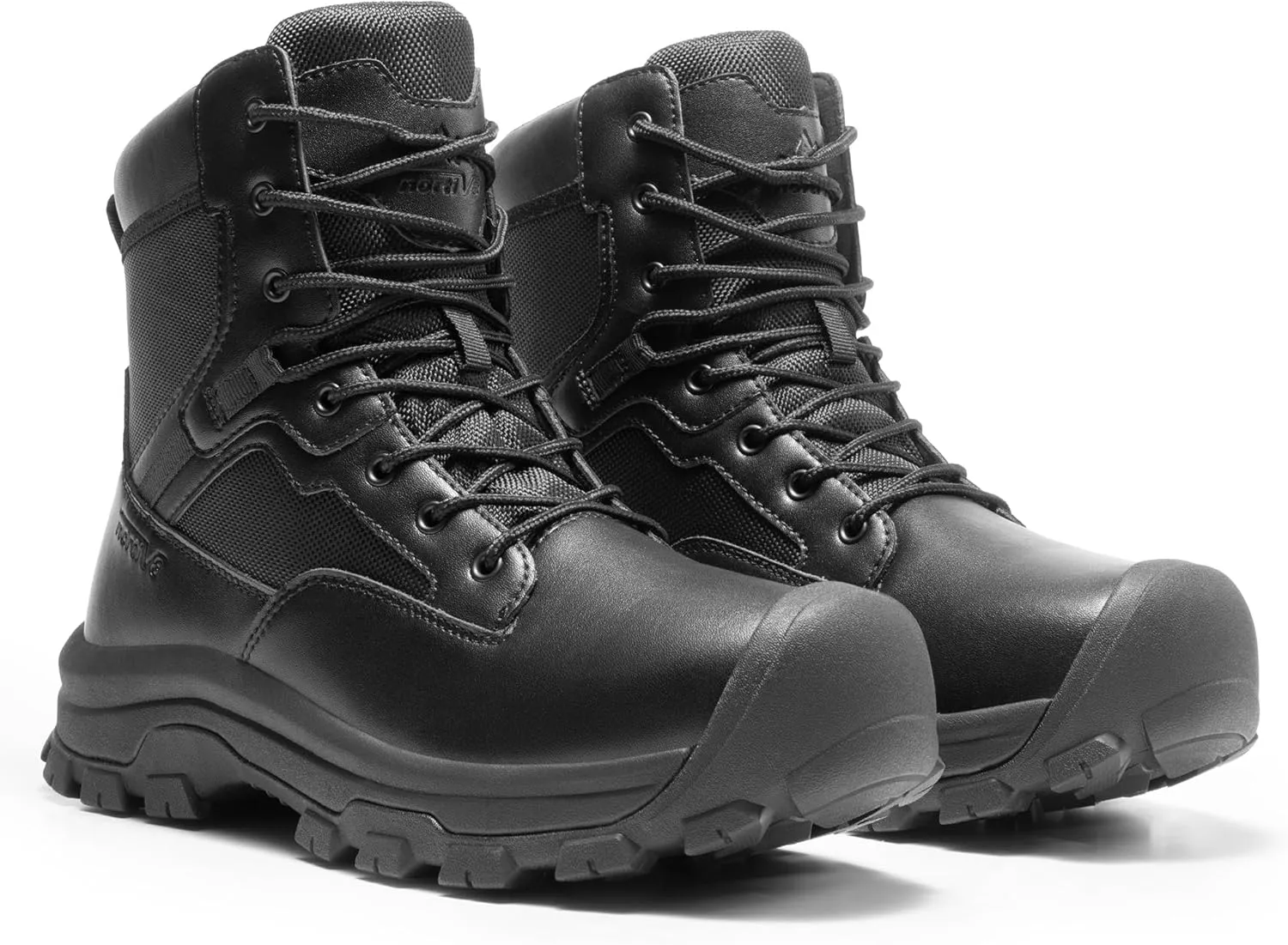NORTIV 8 Men's Waterproof Work Military Tactical Boots Rubber Toe Leather Outdoor Hiking Motorcycle Combat Boots