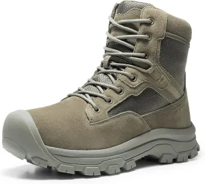 NORTIV 8 Men's Waterproof Work Military Tactical Boots Rubber Toe Leather Outdoor Hiking Motorcycle Combat Boots