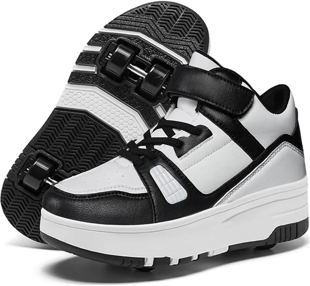 Nsasy Kids Roller Shoes Girls Boys Fashion Sneakers High-Top 4 Wheels Detachable Roller Skates Shoes