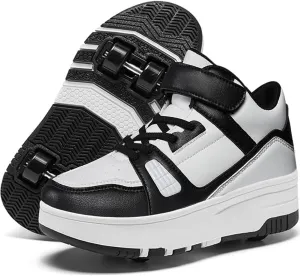 Nsasy Kids Roller Shoes Girls Boys Fashion Sneakers High-Top 4 Wheels Detachable Roller Skates Shoes