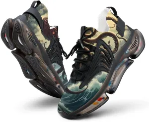 Octopus Monster Storm Waves and Sailors Ship Men's Running Shoes Walking Sneakers Athletic Lightweight Breathable Shoes for Women