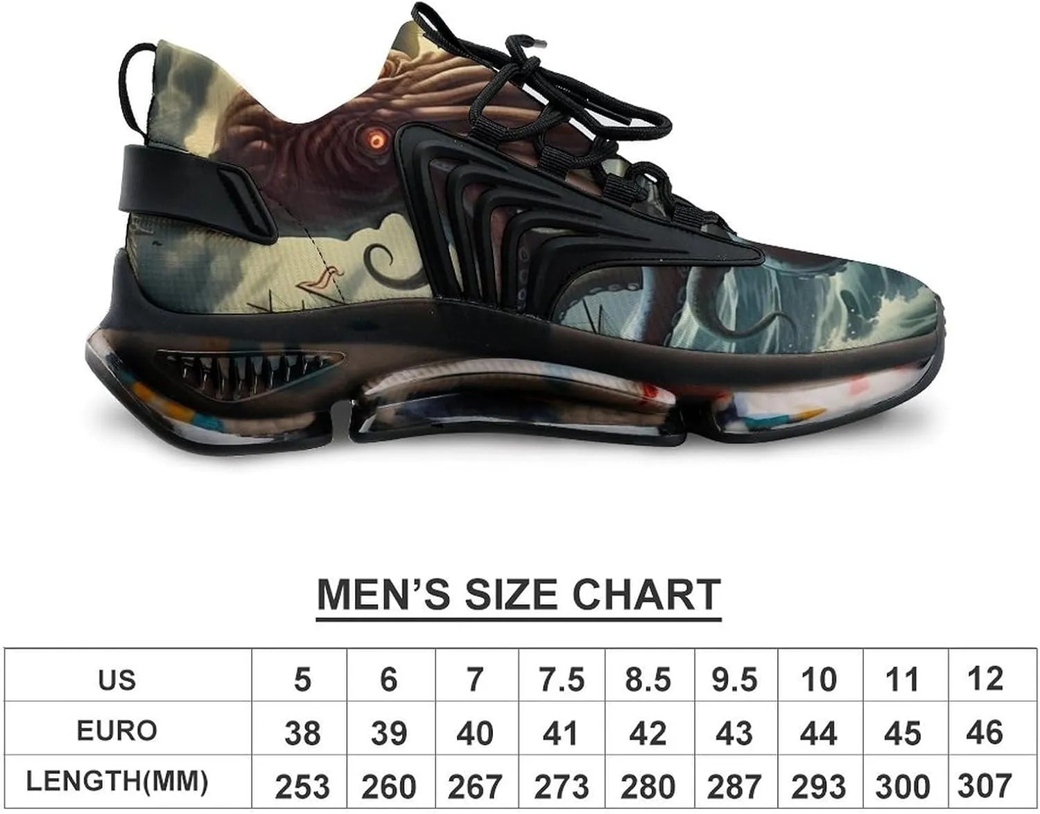 Octopus Monster Storm Waves and Sailors Ship Men's Running Shoes Walking Sneakers Athletic Lightweight Breathable Shoes for Women