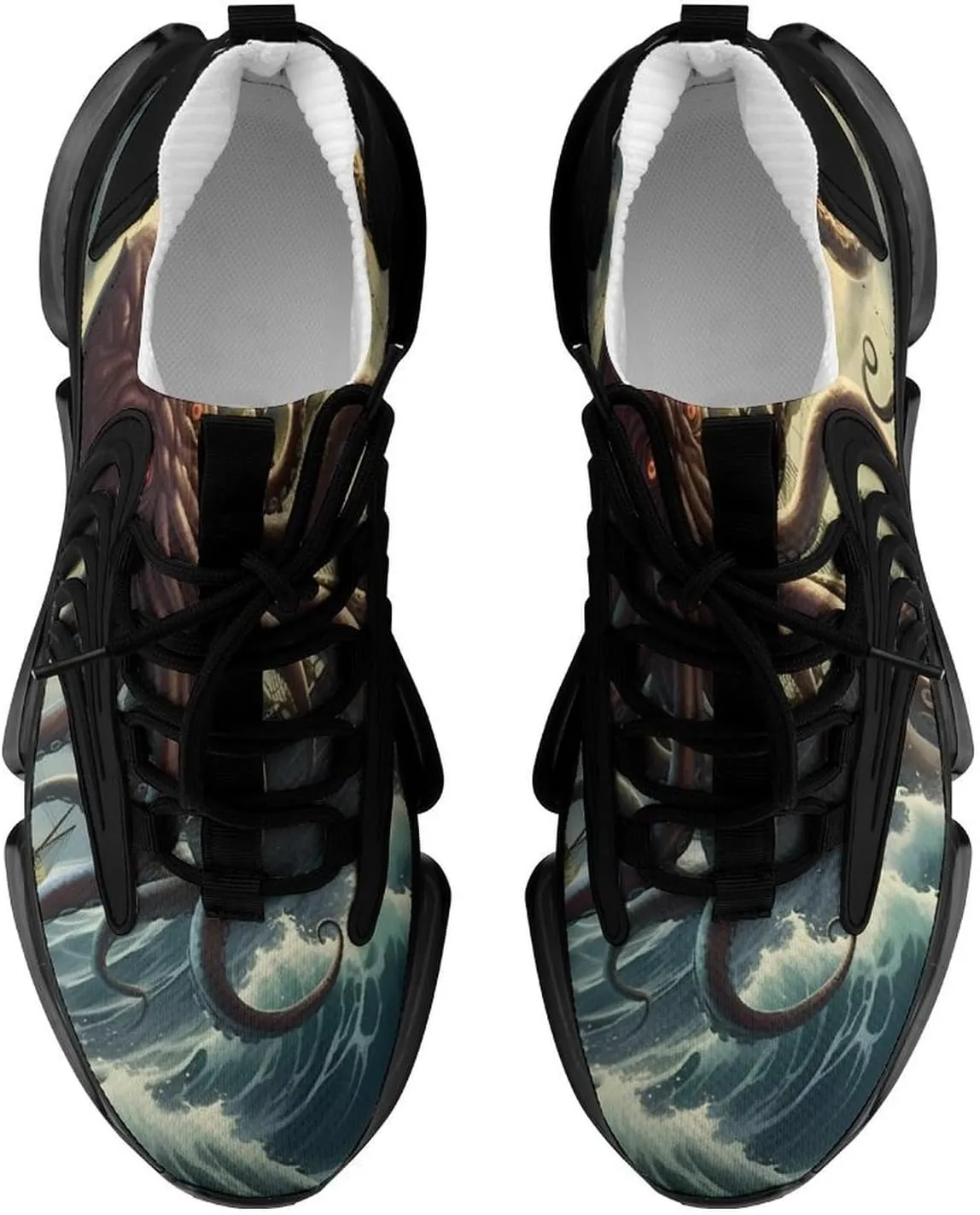 Octopus Monster Storm Waves and Sailors Ship Men's Running Shoes Walking Sneakers Athletic Lightweight Breathable Shoes for Women