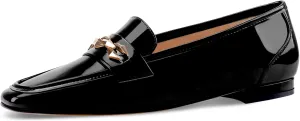 Oh Mispares Womens Loafers Square Toe Low Heel Penny Loafers Fashion Comfortable Slip on Flats Casual Dressy Shoes for Women Work Office Patent Leather