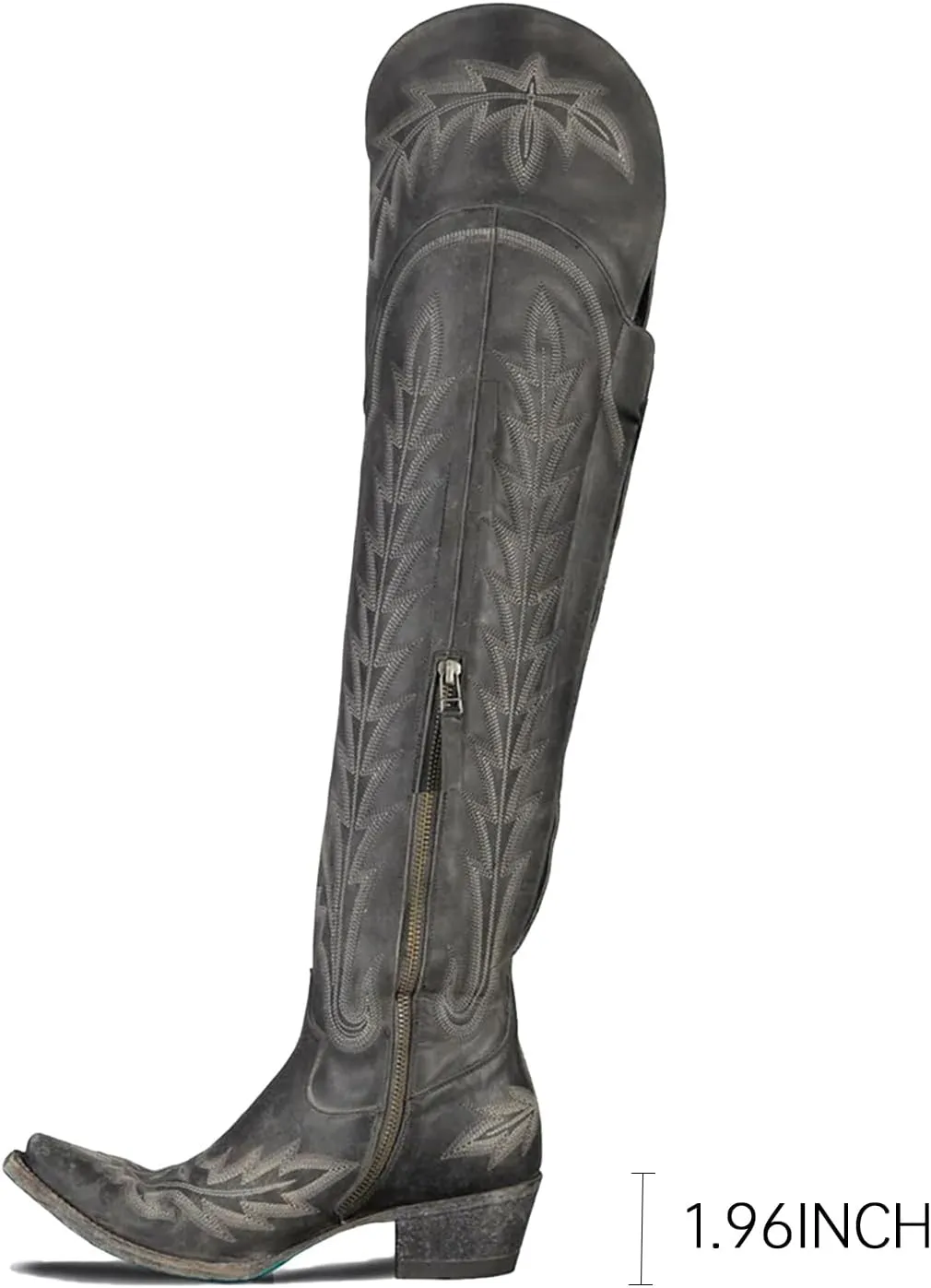 olomisa Over the Knee Cowboy Boots for Women Embroidery Cowgirl Boots Chunky Heel Side Zipper Boots Thigh High Western Boots
