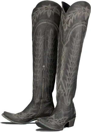olomisa Over the Knee Cowboy Boots for Women Embroidery Cowgirl Boots Chunky Heel Side Zipper Boots Thigh High Western Boots