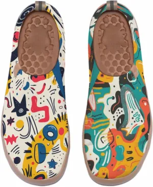Onehorse Women's Walking Shoes Sock Slip-On Casual Loafers Travel Painted Sneakers Mesh Breathable