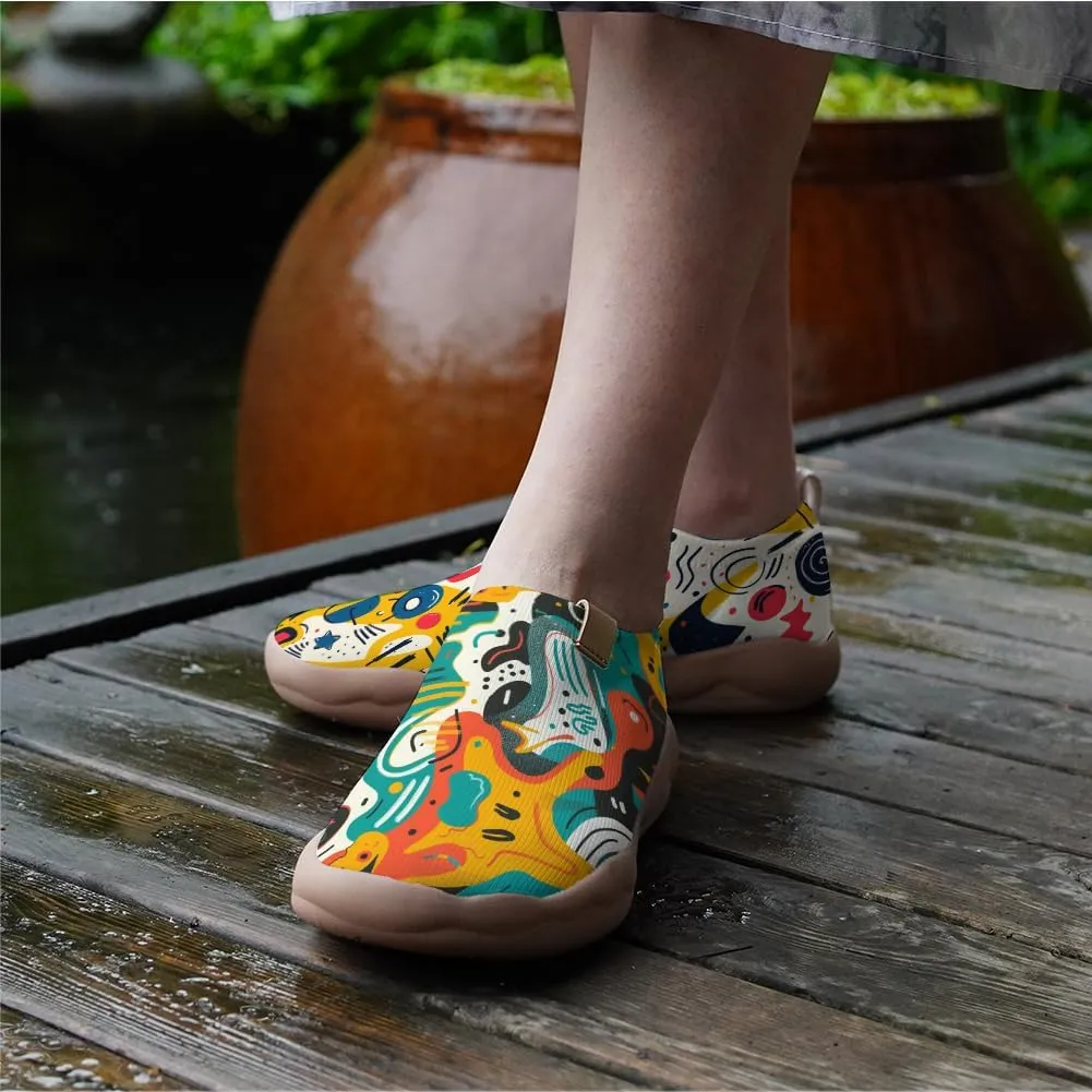 Onehorse Women's Walking Shoes Sock Slip-On Casual Loafers Travel Painted Sneakers Mesh Breathable
