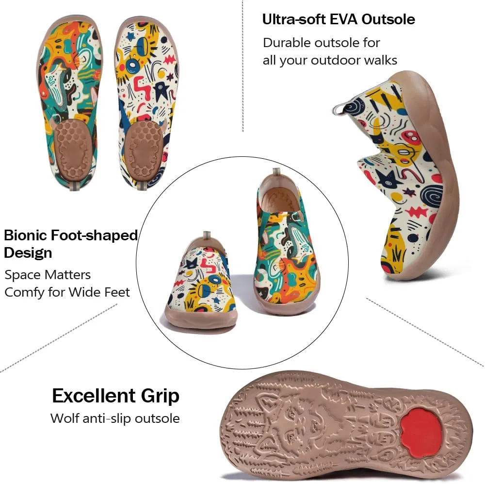 Onehorse Women's Walking Shoes Sock Slip-On Casual Loafers Travel Painted Sneakers Mesh Breathable