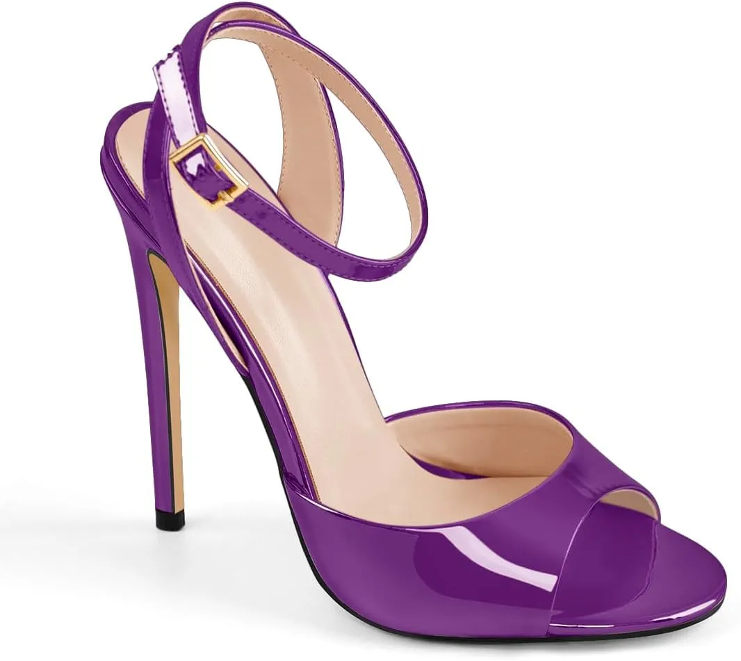 onlymaker Women's Fashion Peep Toe Ankle Sandals Cross Buckle Strap Sexy Open-back Stiletto High Heel Sandals