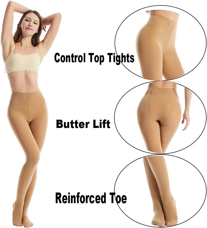 Opaque Tights Control Top - Ultra Comfy 2 Pack 60 Denier Tights High Waist Leggings, for Women, Daily Wearing
