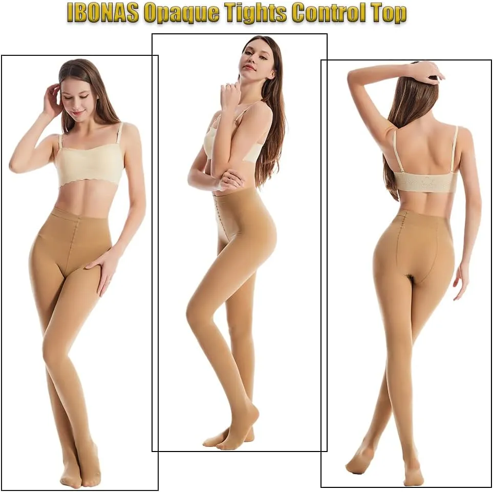 Opaque Tights Control Top - Ultra Comfy 2 Pack 60 Denier Tights High Waist Leggings, for Women, Daily Wearing