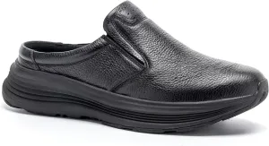 OrthoComfoot Men's Orthopedic Leather Dress Walking Shoes: Comfortable Arch Support Slip-Ons Loafers for Plantar Fasciitis, Casual Business Orthotic Slippers for Foot and Heel Pain Relief