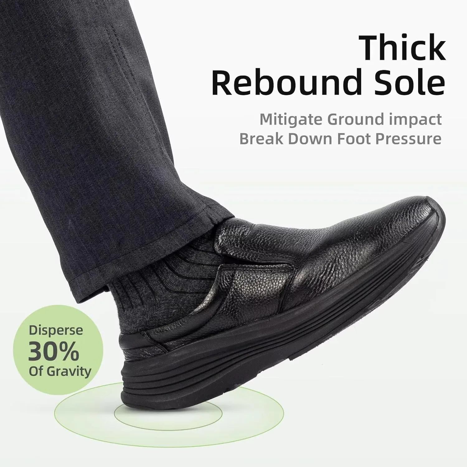 OrthoComfoot Men's Orthopedic Leather Dress Walking Shoes: Comfortable Arch Support Slip-Ons Loafers for Plantar Fasciitis, Casual Business Orthotic Slippers for Foot and Heel Pain Relief