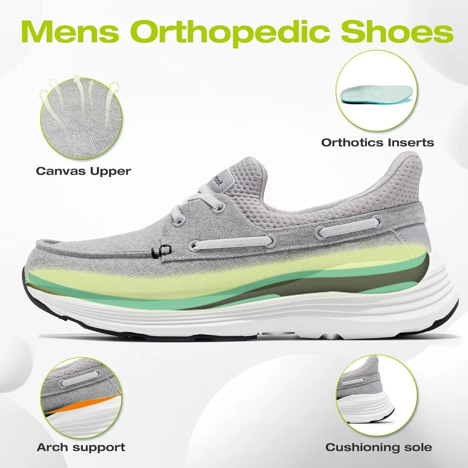 OrthoComfoot Men's Orthopedic Slip On Loafers: Comfortable Arch Support Loafers for Plantar Fasciitis, Orthotic Flat Feet Casual Walking Shoes for Foot and Heel Pain Relief
