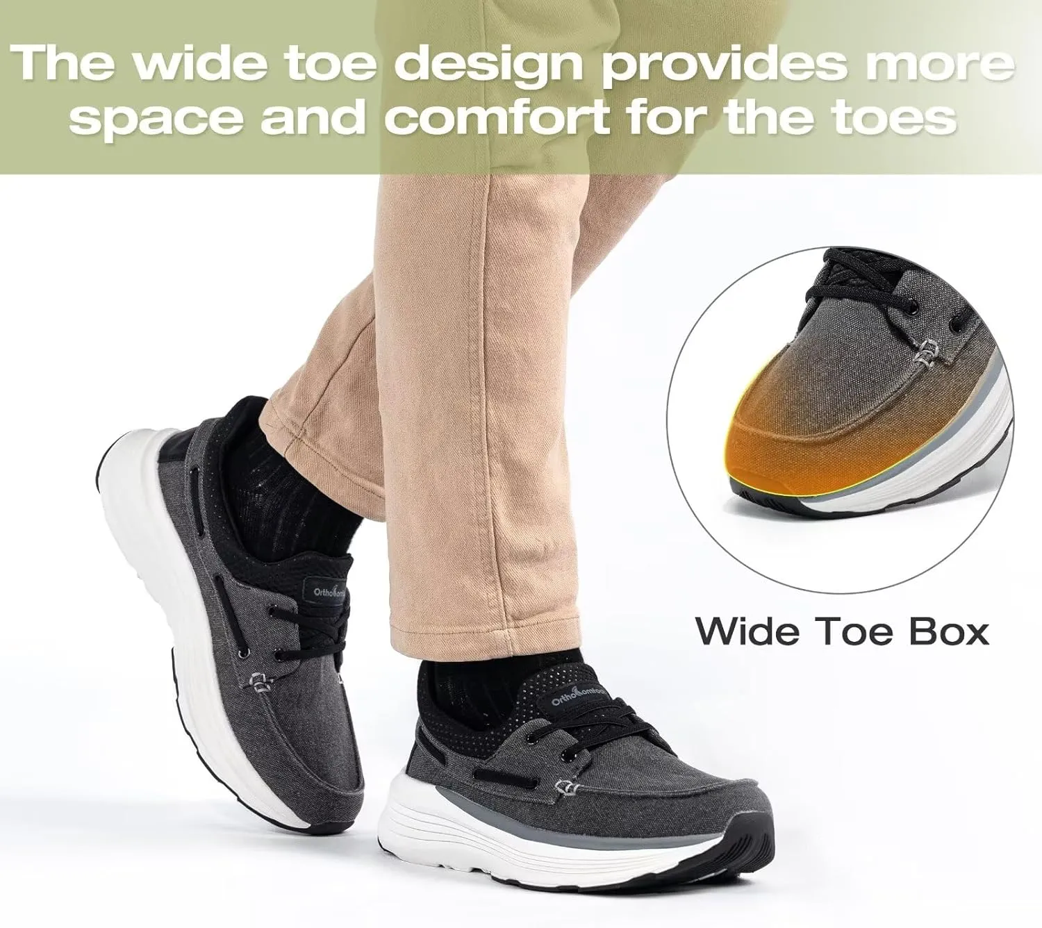 OrthoComfoot Men's Orthopedic Slip On Loafers: Comfortable Arch Support Loafers for Plantar Fasciitis, Orthotic Flat Feet Casual Walking Shoes for Foot and Heel Pain Relief