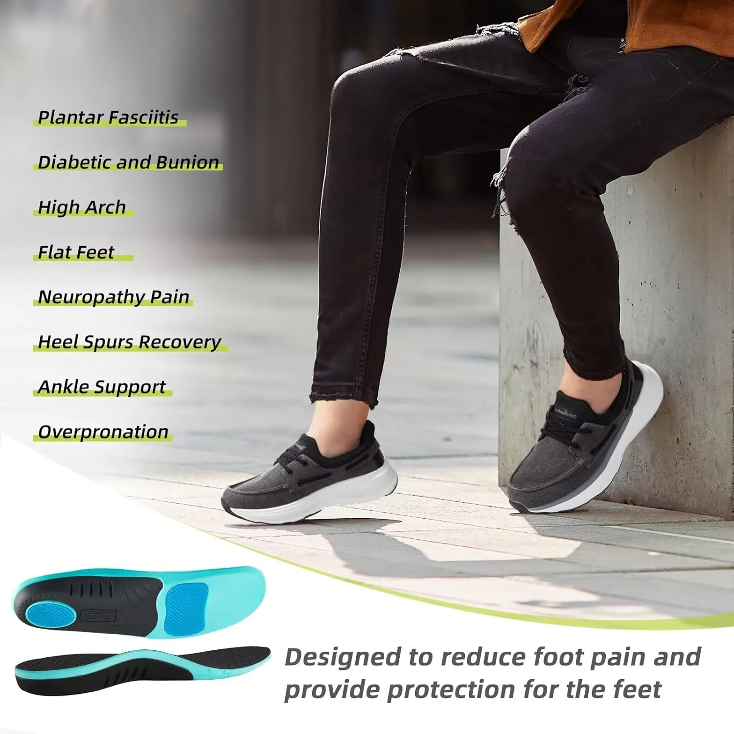 OrthoComfoot Men's Orthopedic Slip On Loafers: Comfortable Arch Support Loafers for Plantar Fasciitis, Orthotic Flat Feet Casual Walking Shoes for Foot and Heel Pain Relief