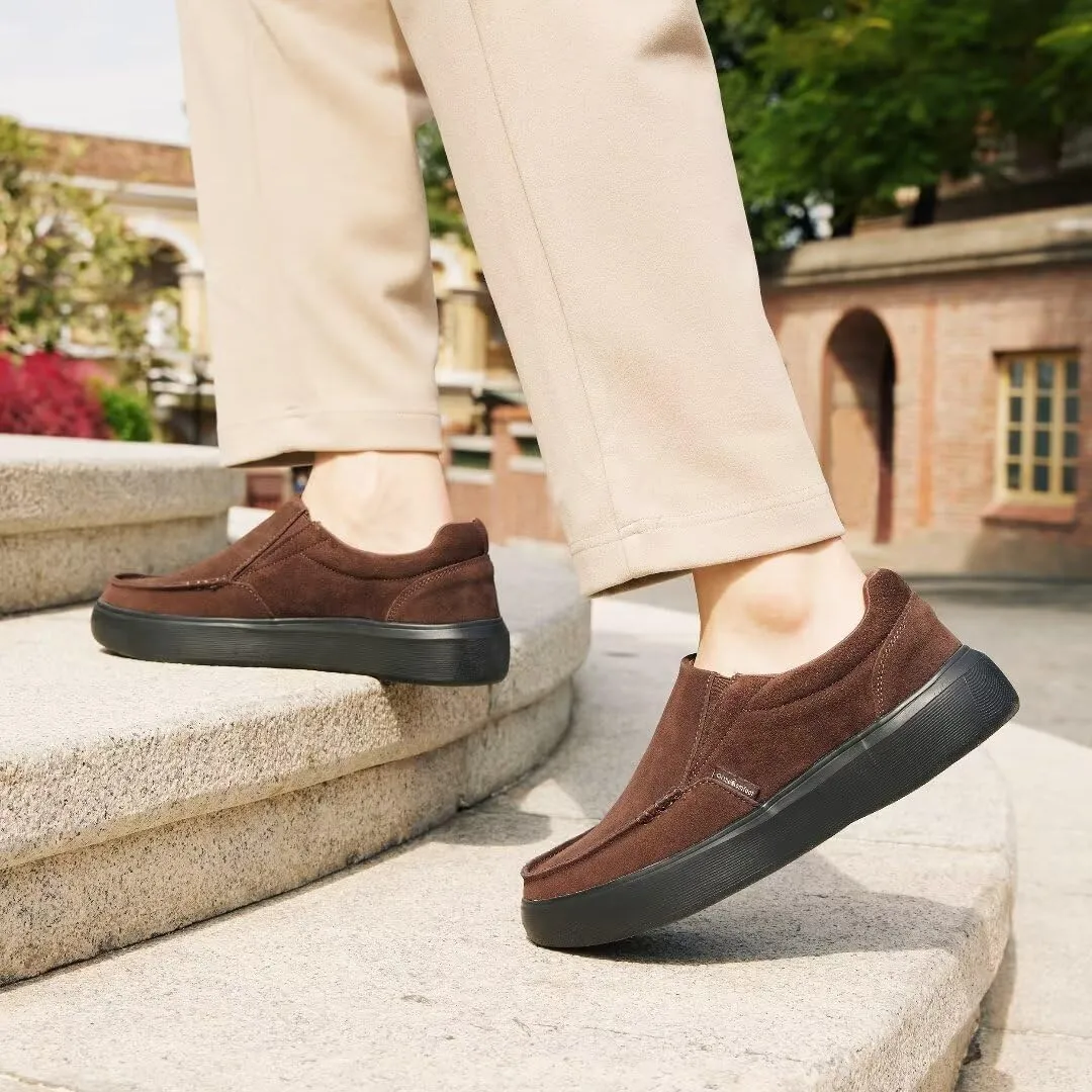 OrthoComfoot Men's Orthopedic Slip-On Loafers Walking Shoes: Casual Arch Support Loafers for Plantar Fasciitis, Comfortable Orthotic Dress Shoes for Foot and Heel Pain Relief