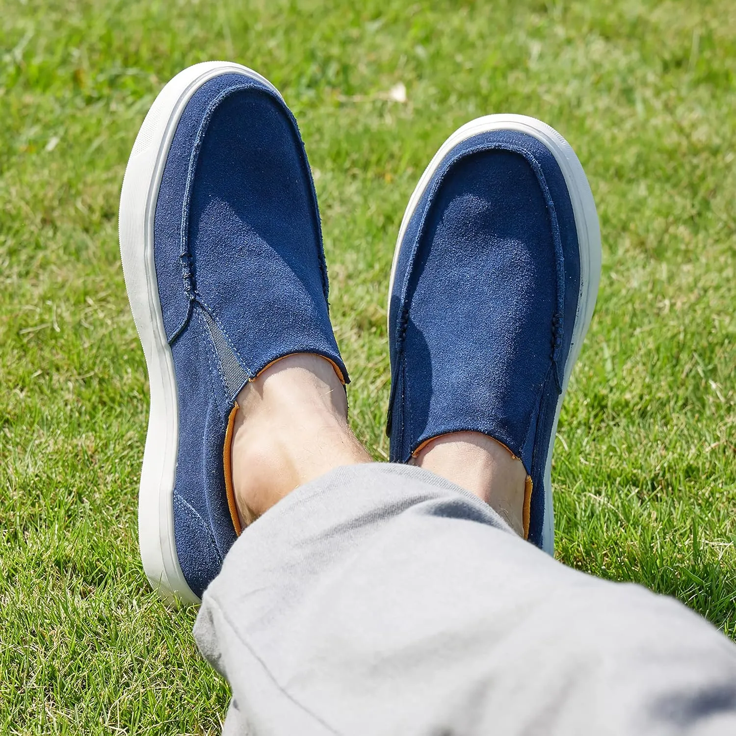 OrthoComfoot Men's Orthopedic Slip-On Loafers Walking Shoes: Casual Arch Support Loafers for Plantar Fasciitis, Comfortable Orthotic Dress Shoes for Foot and Heel Pain Relief