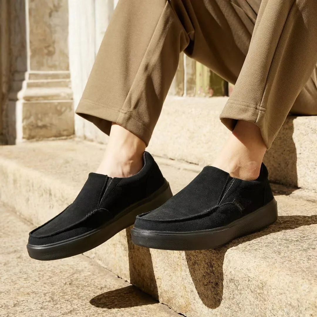 OrthoComfoot Men's Orthopedic Slip-On Loafers Walking Shoes: Casual Arch Support Loafers for Plantar Fasciitis, Comfortable Orthotic Dress Shoes for Foot and Heel Pain Relief