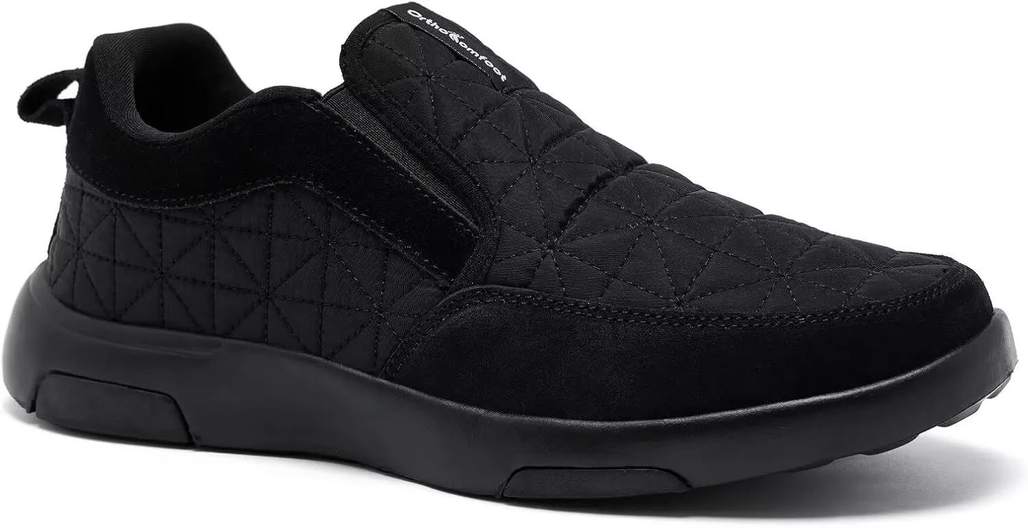 OrthoComfoot Men's Orthopedic Slip-On Loafers Walking Shoes: Comfortable Arch Support Plantar Fasciitis Hook and Loop Shoes, Casual Orthotic Work Loafers for Foot and Heel Pain
