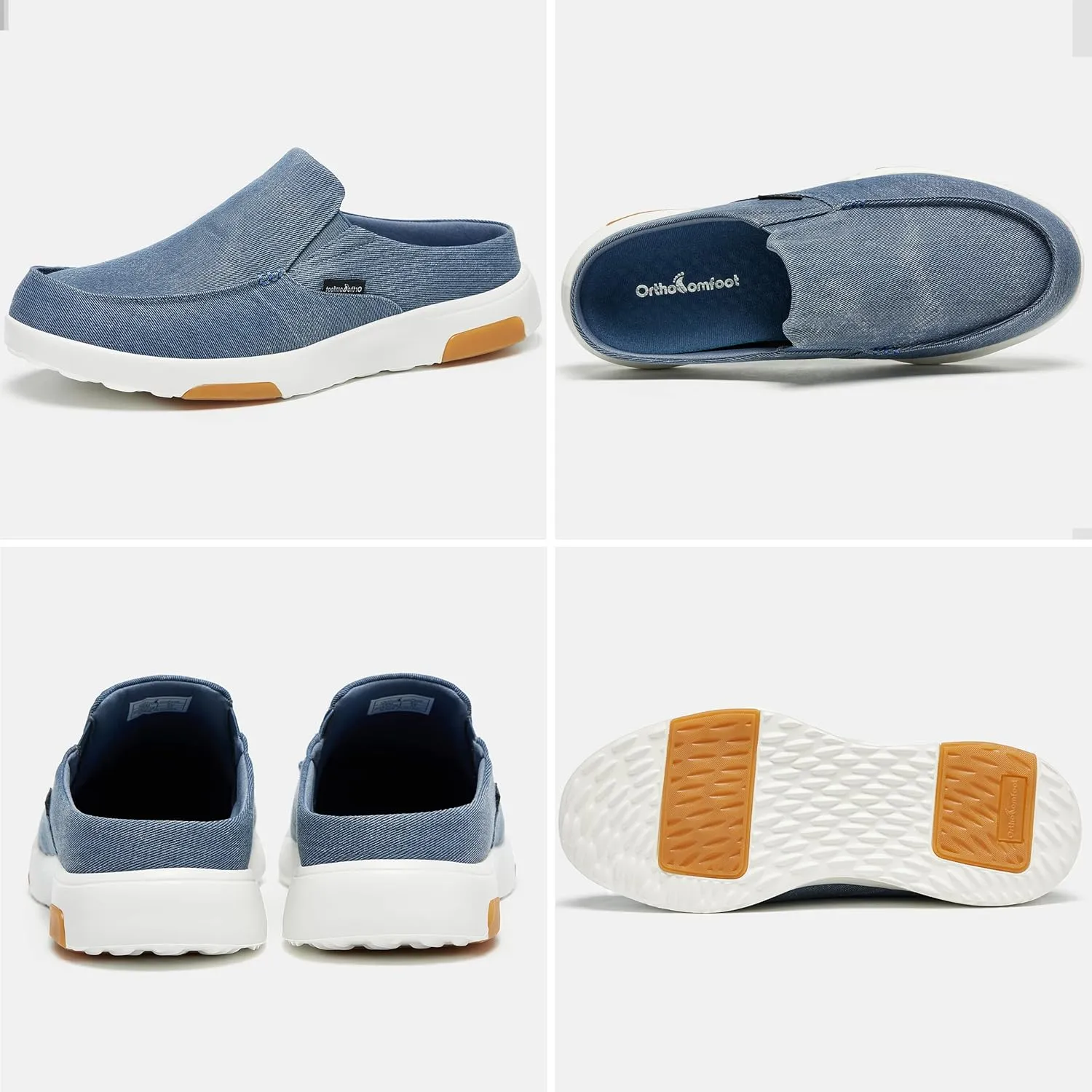 OrthoComfoot Men's Orthopedic Slip-On Loafers Walking Shoes with Arch Support: Casual Plantar Fasciitis Slippers for Flat Feet, Comfortable Orthotic Shoes for Foot and Heel Pain Relief