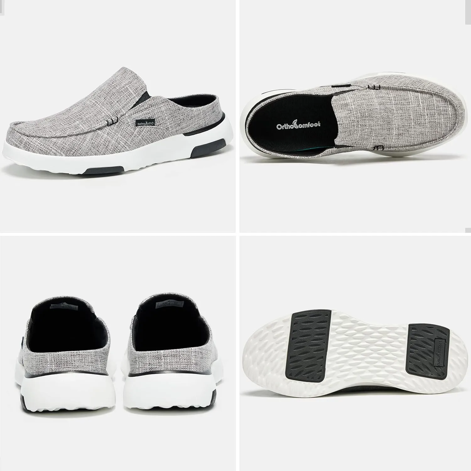 OrthoComfoot Men's Orthopedic Slip-On Loafers Walking Shoes with Arch Support: Casual Plantar Fasciitis Slippers for Flat Feet, Comfortable Orthotic Shoes for Foot and Heel Pain Relief
