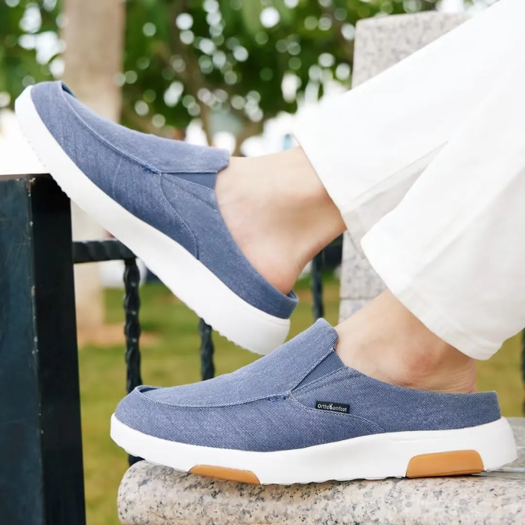 OrthoComfoot Men's Orthopedic Slip-On Loafers Walking Shoes with Arch Support: Casual Plantar Fasciitis Slippers for Flat Feet, Comfortable Orthotic Shoes for Foot and Heel Pain Relief