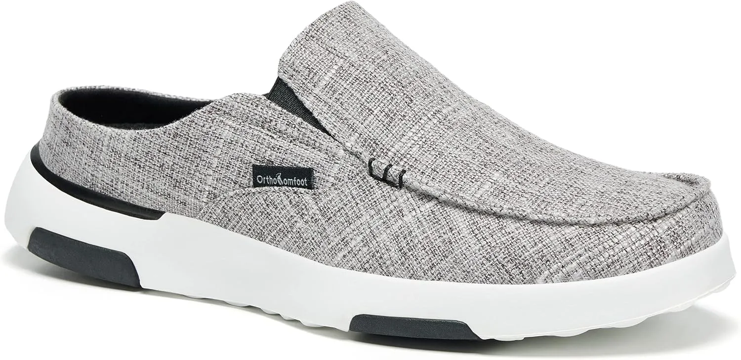 OrthoComfoot Men's Orthopedic Slip-On Loafers Walking Shoes with Arch Support: Casual Plantar Fasciitis Slippers for Flat Feet, Comfortable Orthotic Shoes for Foot and Heel Pain Relief