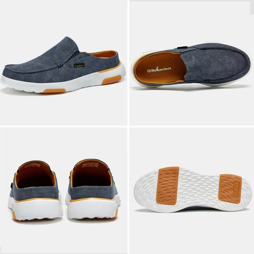 OrthoComfoot Men's Orthopedic Slip-On Loafers Walking Shoes with Arch Support: Casual Plantar Fasciitis Slippers for Flat Feet, Comfortable Orthotic Shoes for Foot and Heel Pain Relief