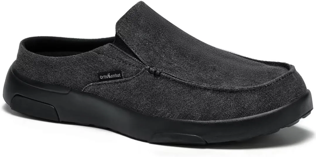 OrthoComfoot Men's Orthopedic Slip-On Loafers Walking Shoes with Arch Support: Casual Plantar Fasciitis Slippers for Flat Feet, Comfortable Orthotic Shoes for Foot and Heel Pain Relief