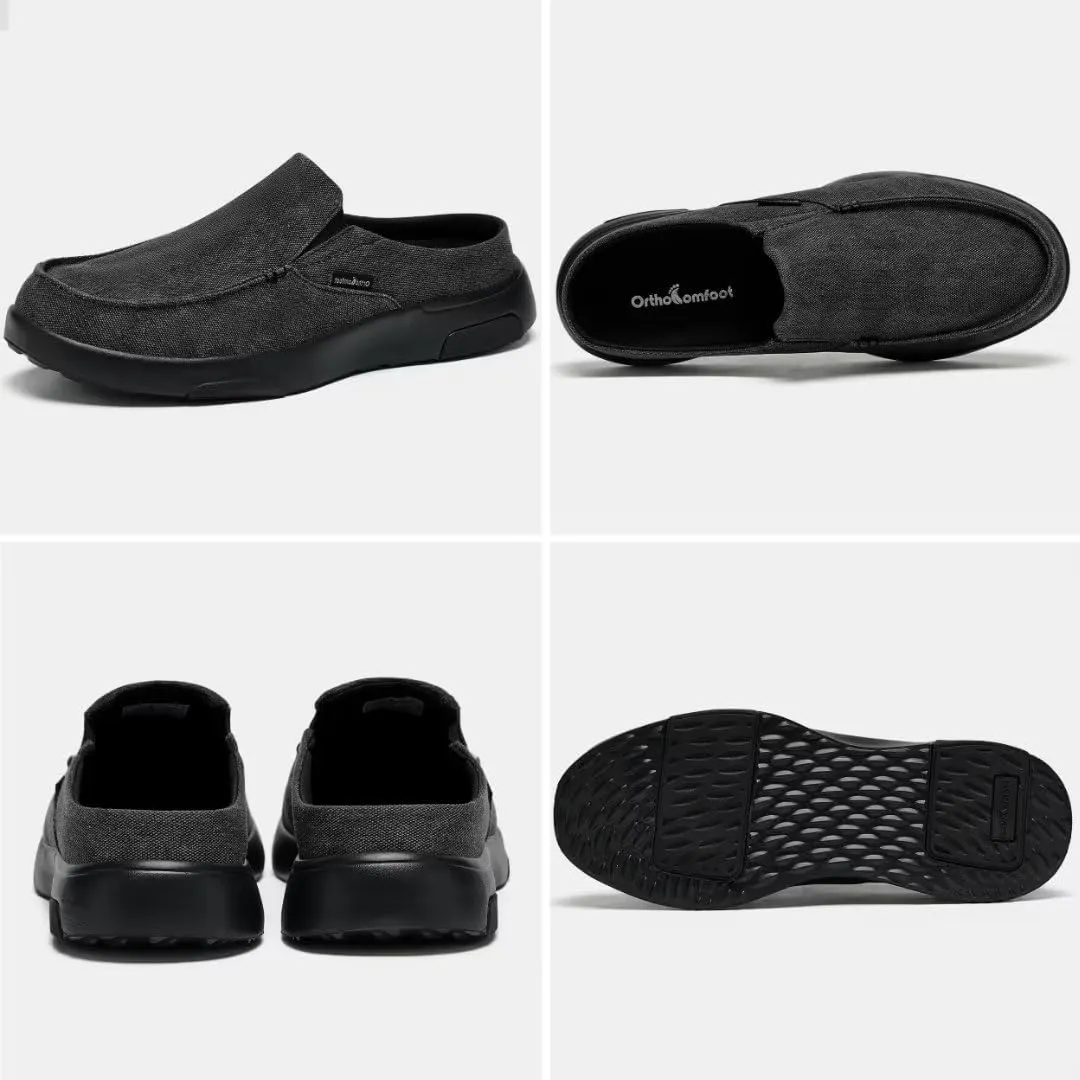 OrthoComfoot Men's Orthopedic Slip-On Loafers Walking Shoes with Arch Support: Casual Plantar Fasciitis Slippers for Flat Feet, Comfortable Orthotic Shoes for Foot and Heel Pain Relief