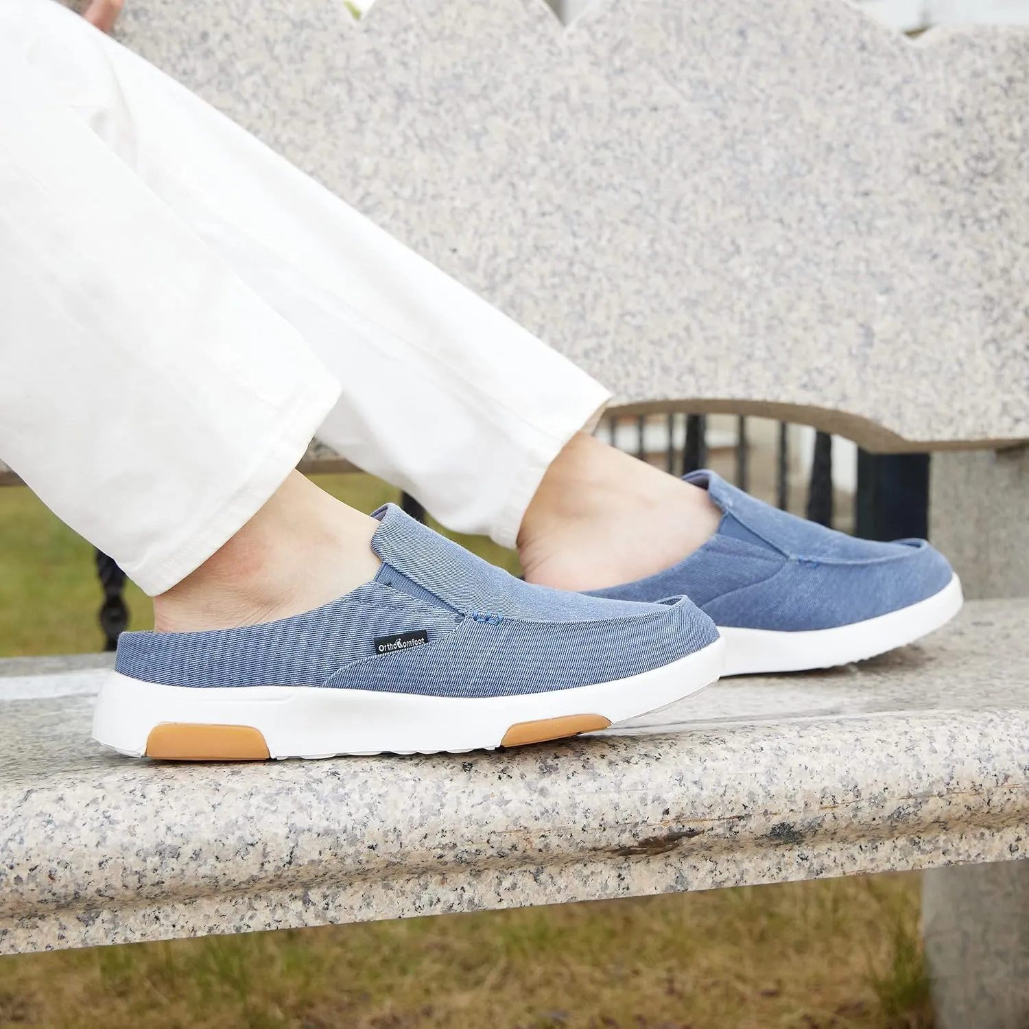 OrthoComfoot Men's Orthopedic Slip-On Loafers Walking Shoes with Arch Support: Casual Plantar Fasciitis Slippers for Flat Feet, Comfortable Orthotic Shoes for Foot and Heel Pain Relief
