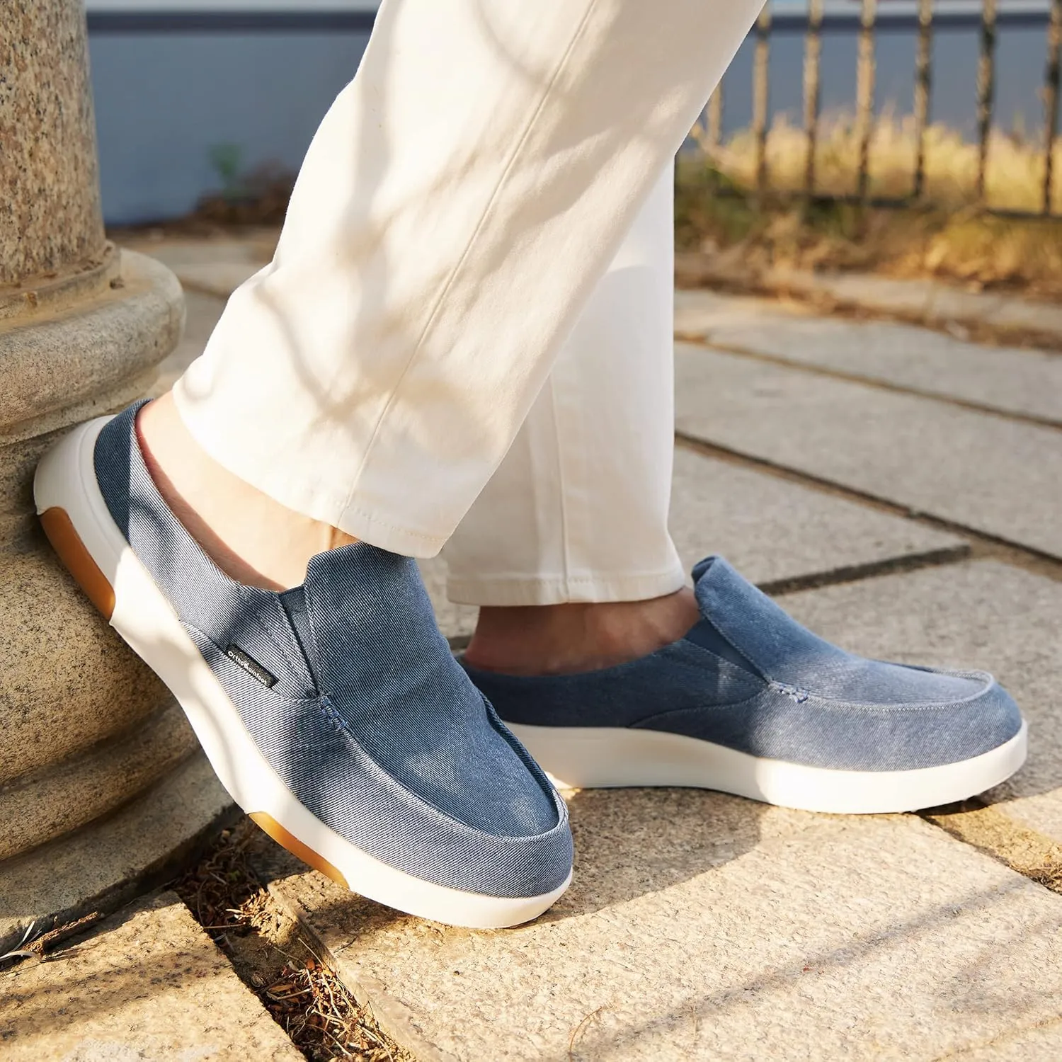 OrthoComfoot Men's Orthopedic Slip-On Loafers Walking Shoes with Arch Support: Casual Plantar Fasciitis Slippers for Flat Feet, Comfortable Orthotic Shoes for Foot and Heel Pain Relief