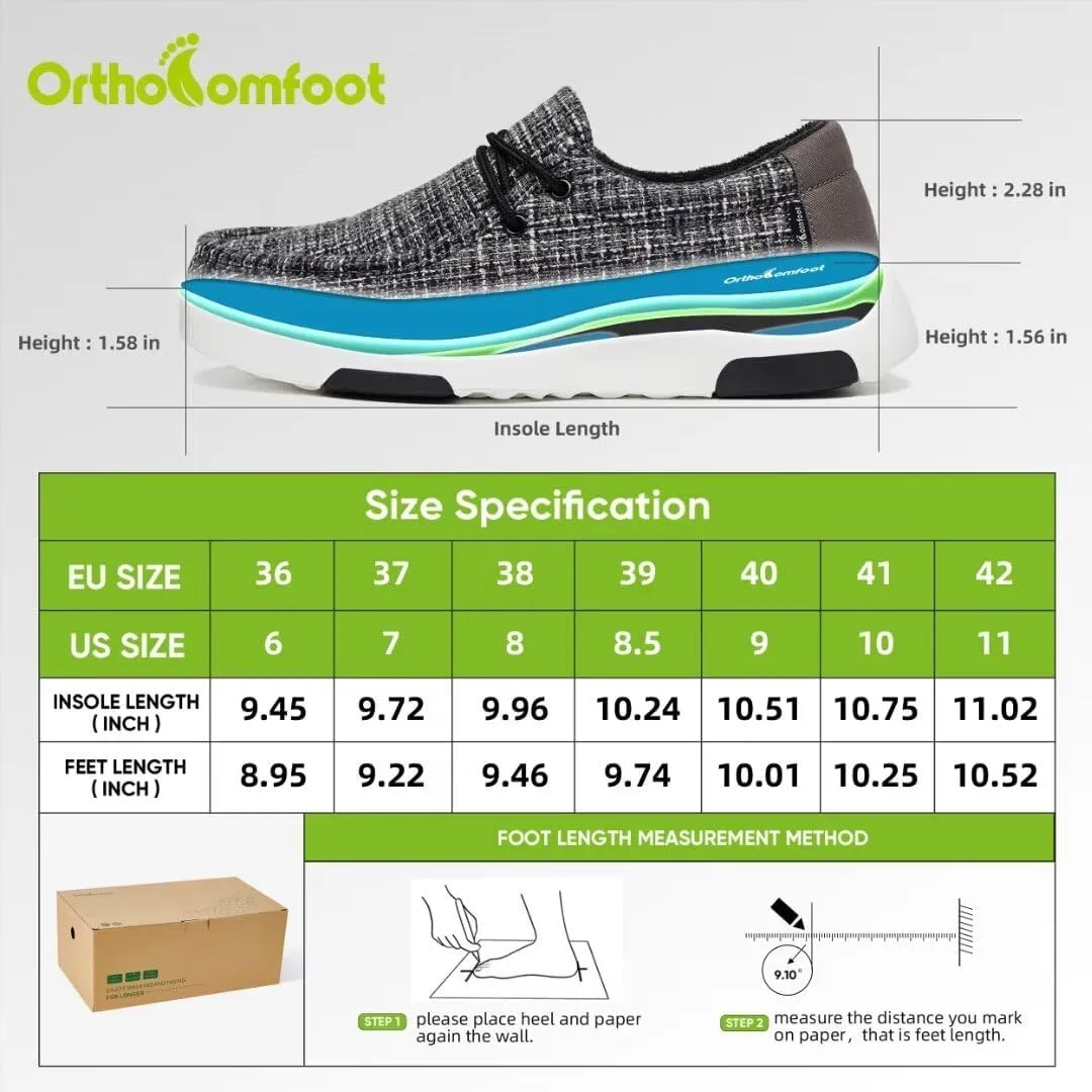 OrthoComfoot Women's Orthopedic Lace Up Shoes, Comfortable Arch Support Shoes for Plantar Fasciitis, Ultralight Walking Loafers for Heel and Foot Pain Relief