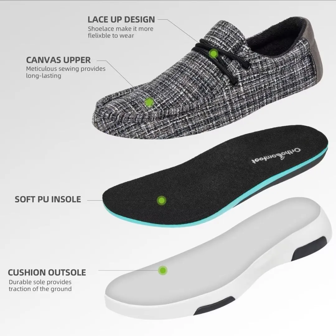 OrthoComfoot Women's Orthopedic Lace Up Shoes, Comfortable Arch Support Shoes for Plantar Fasciitis, Ultralight Walking Loafers for Heel and Foot Pain Relief