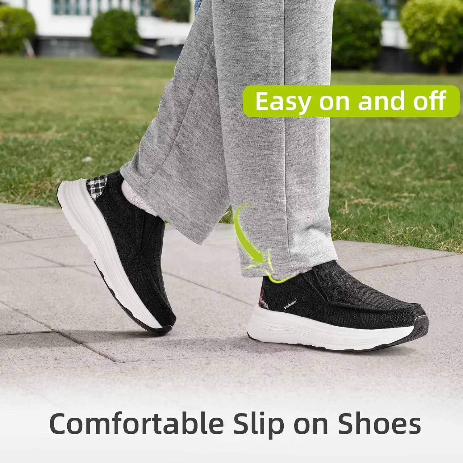 OrthoComfoot Women's Orthopedic Slip On Loafers: Comfortable Orthotic Walking Shoes with Arch Support for Plantar Fasciitis, Canvas Thick Sole Loafers for Foot and Heel Pain Relief
