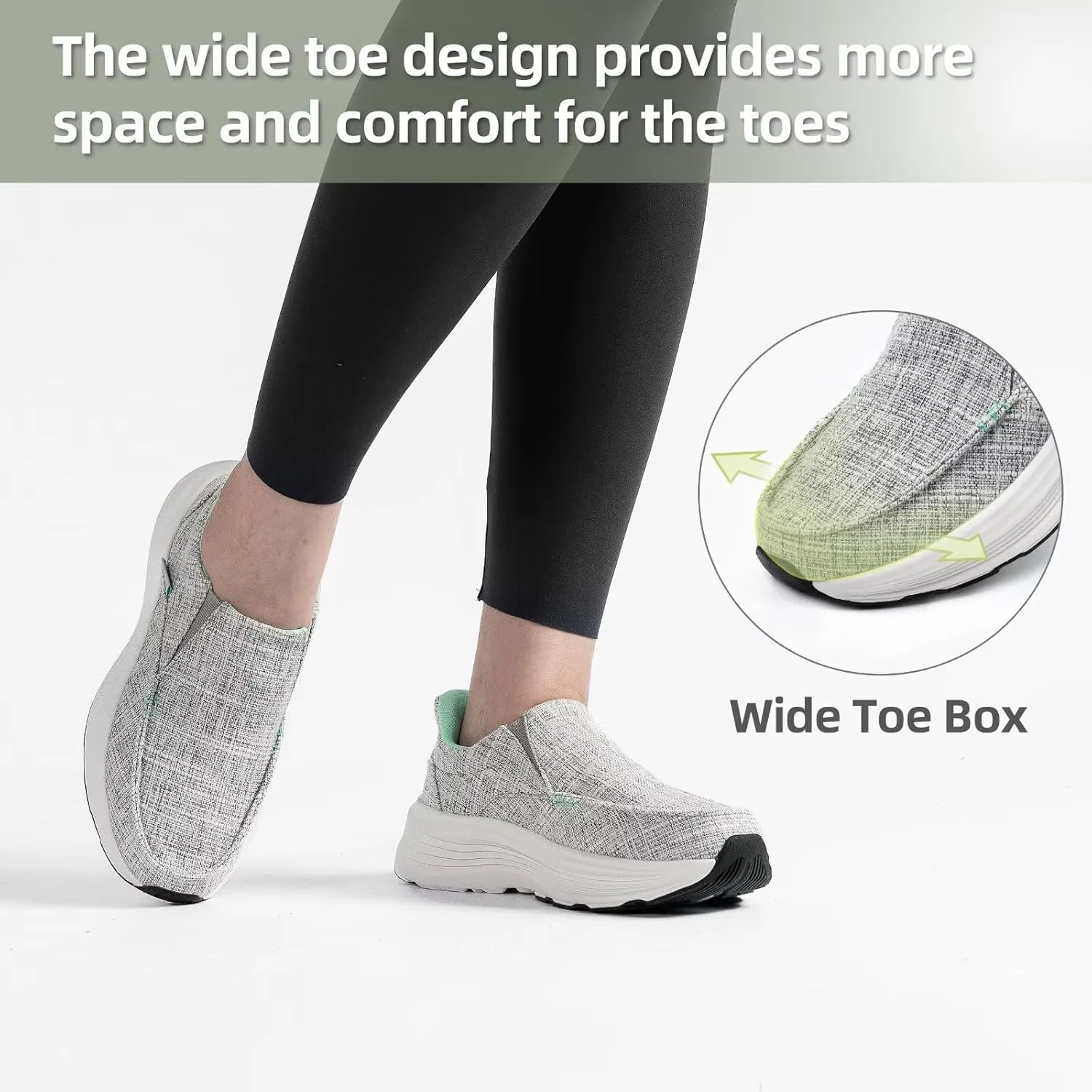 OrthoComfoot Women's Orthopedic Slip On Loafers: Comfortable Orthotic Walking Shoes with Arch Support for Plantar Fasciitis, Canvas Thick Sole Loafers for Foot and Heel Pain Relief