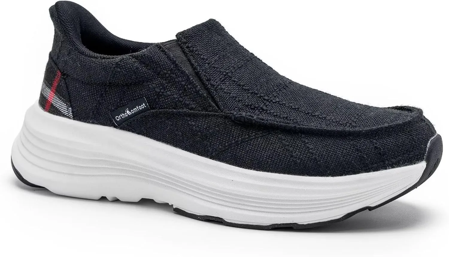 OrthoComfoot Women's Orthopedic Slip On Loafers: Comfortable Orthotic Walking Shoes with Arch Support for Plantar Fasciitis, Canvas Thick Sole Loafers for Foot and Heel Pain Relief