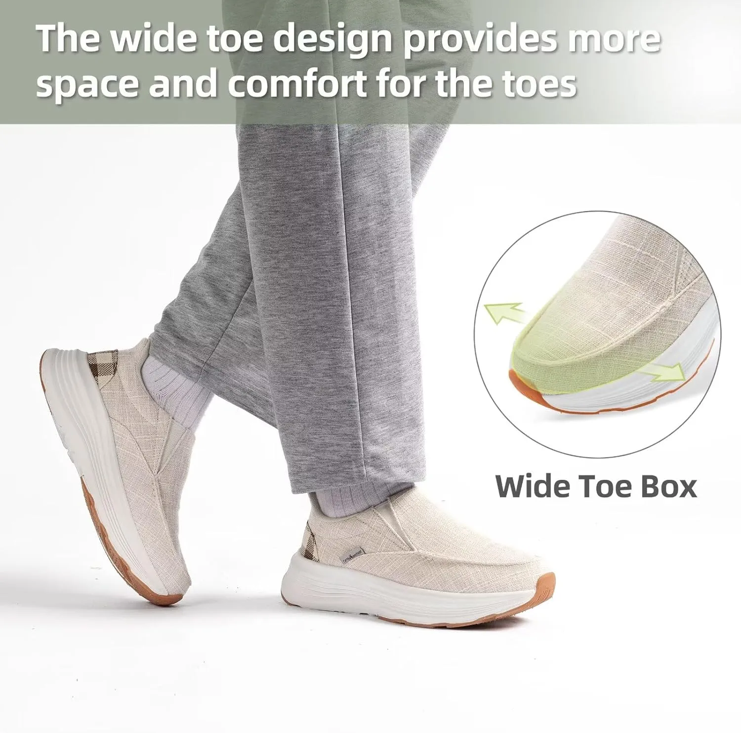 OrthoComfoot Women's Orthopedic Slip On Loafers: Comfortable Orthotic Walking Shoes with Arch Support for Plantar Fasciitis, Canvas Thick Sole Loafers for Foot and Heel Pain Relief