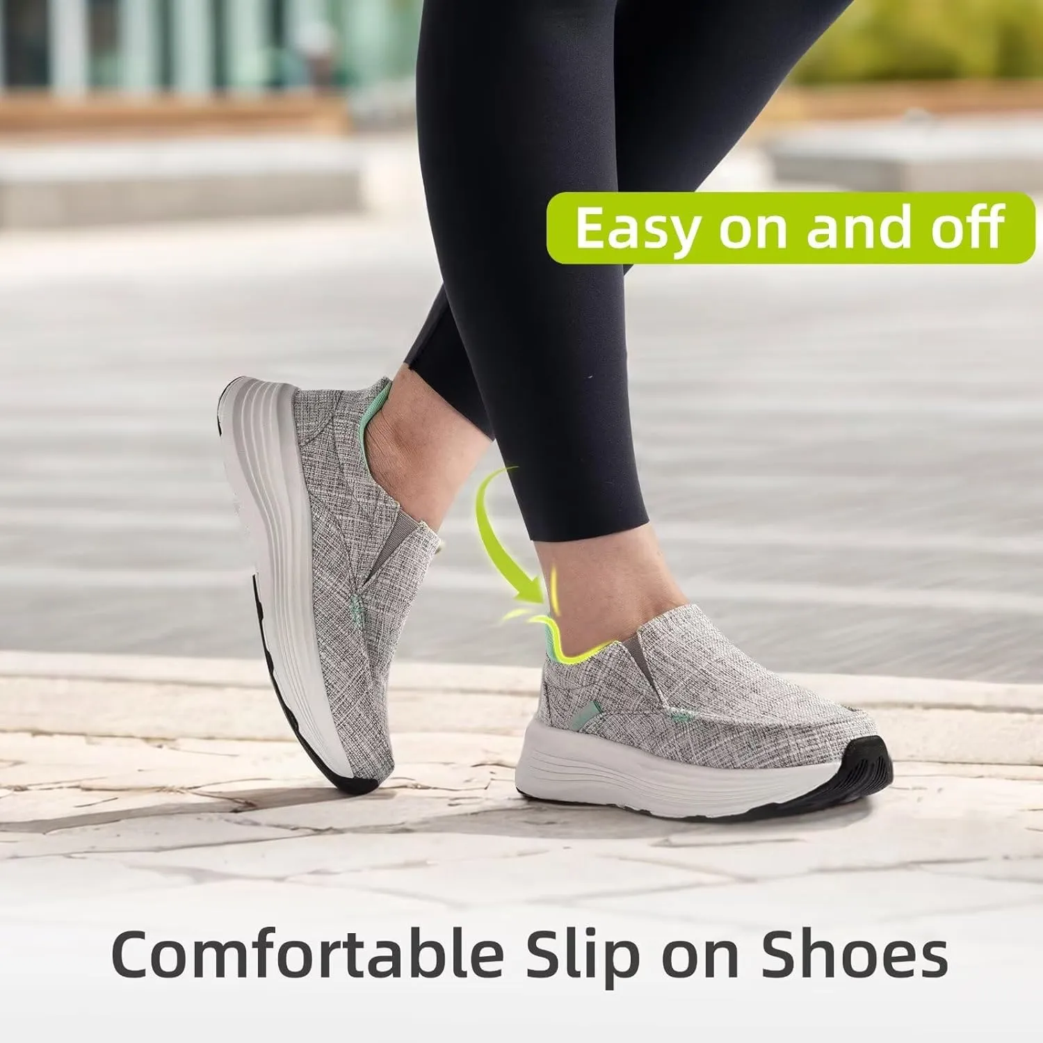 OrthoComfoot Women's Orthopedic Slip On Loafers: Comfortable Orthotic Walking Shoes with Arch Support for Plantar Fasciitis, Canvas Thick Sole Loafers for Foot and Heel Pain Relief