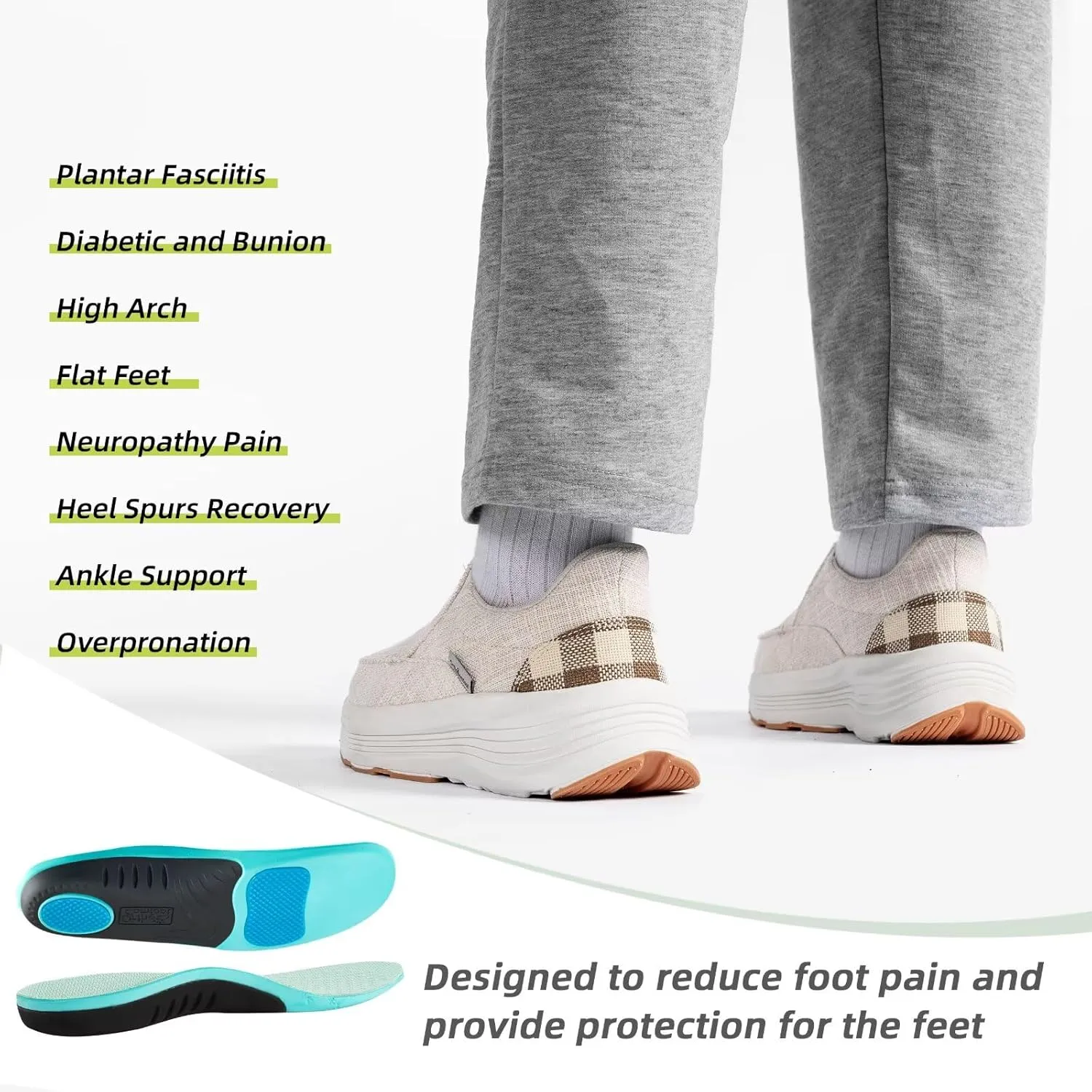 OrthoComfoot Women's Orthopedic Slip On Loafers: Comfortable Orthotic Walking Shoes with Arch Support for Plantar Fasciitis, Canvas Thick Sole Loafers for Foot and Heel Pain Relief