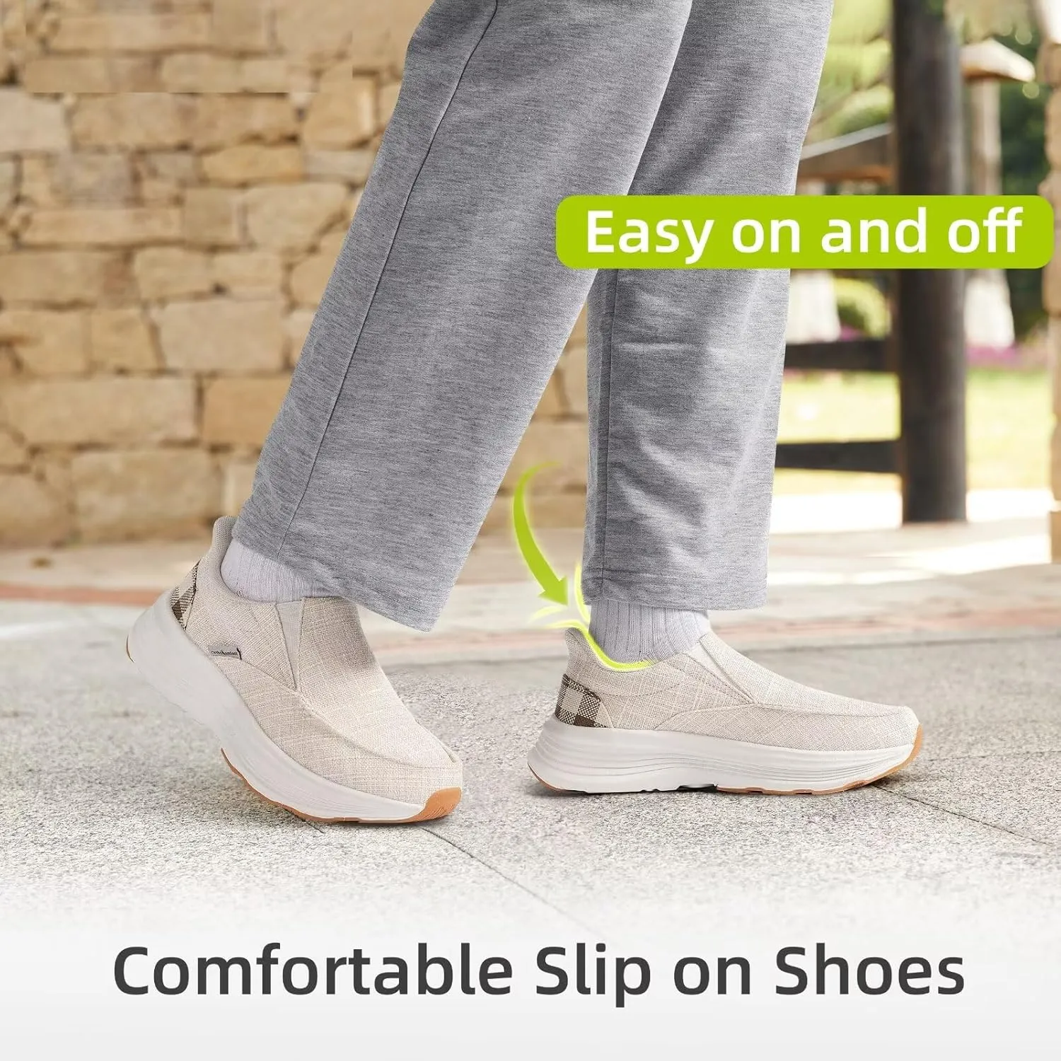 OrthoComfoot Women's Orthopedic Slip On Loafers: Comfortable Orthotic Walking Shoes with Arch Support for Plantar Fasciitis, Canvas Thick Sole Loafers for Foot and Heel Pain Relief