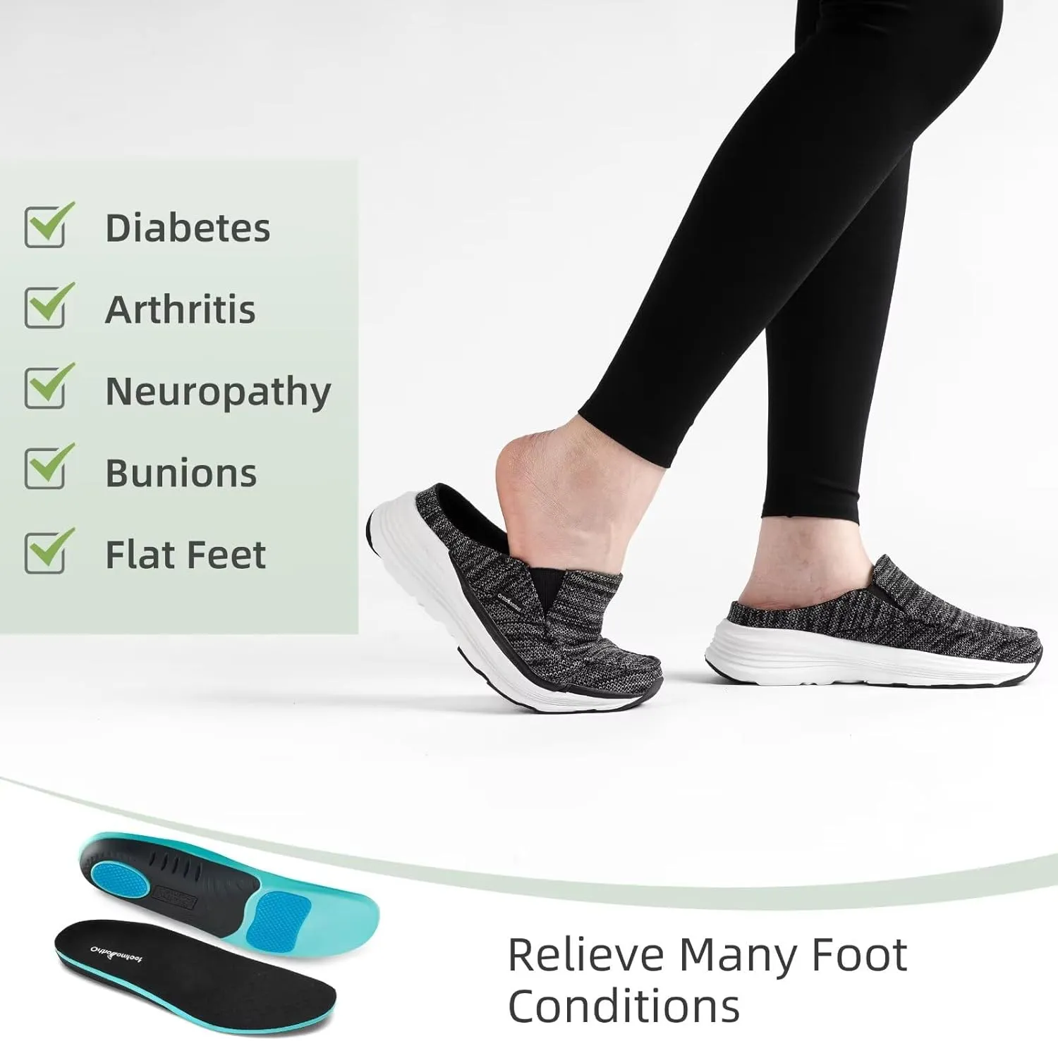 OrthoComfoot Women's Orthopedic Slip-On Loafers Walking Shoes: Comfortable Arch Suppor Slippers for Plantar Fasciitis, Casual Soft Orthotic Shoes for Foot and Heel Pain Relief