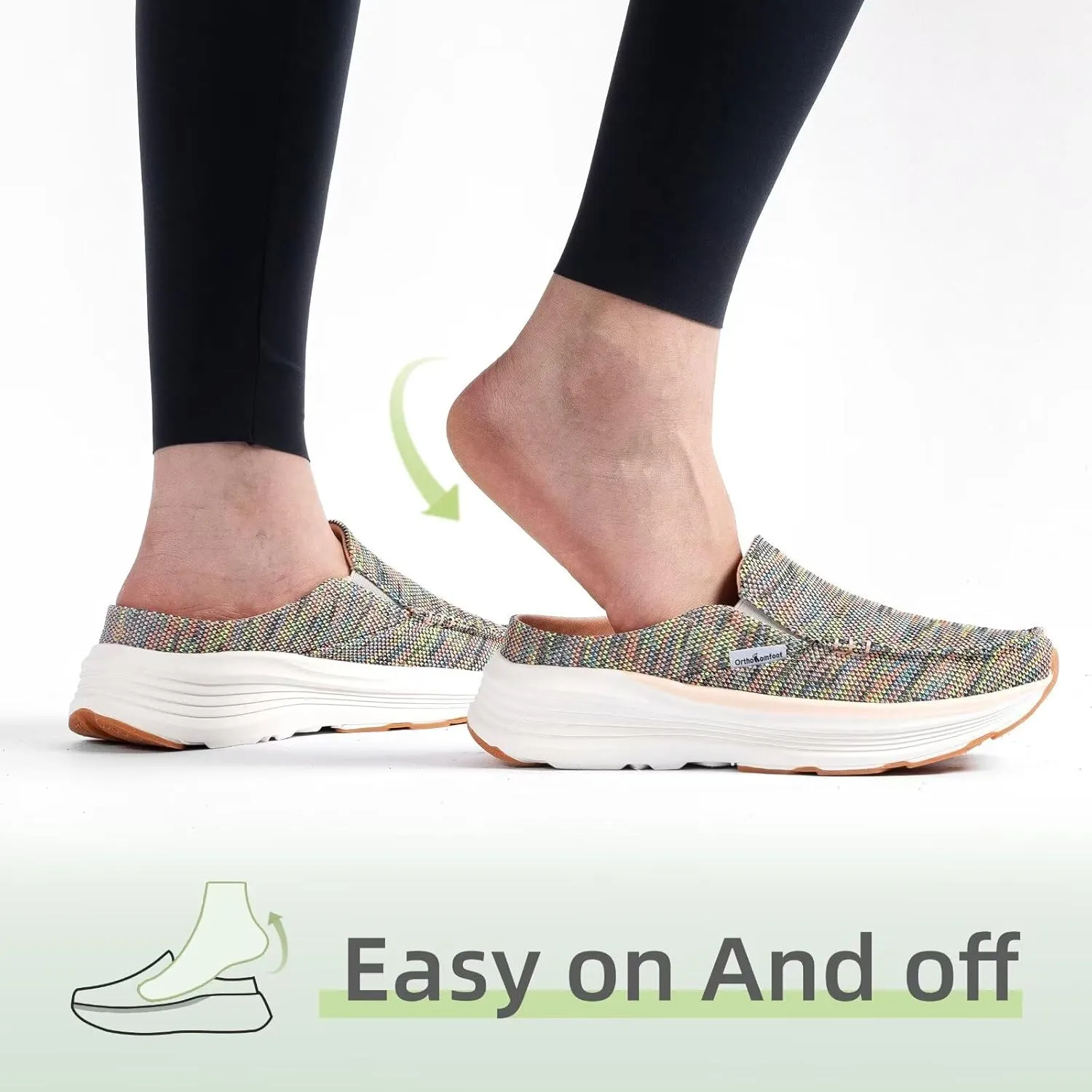 OrthoComfoot Women's Orthopedic Slip-On Loafers Walking Shoes: Comfortable Arch Suppor Slippers for Plantar Fasciitis, Casual Soft Orthotic Shoes for Foot and Heel Pain Relief