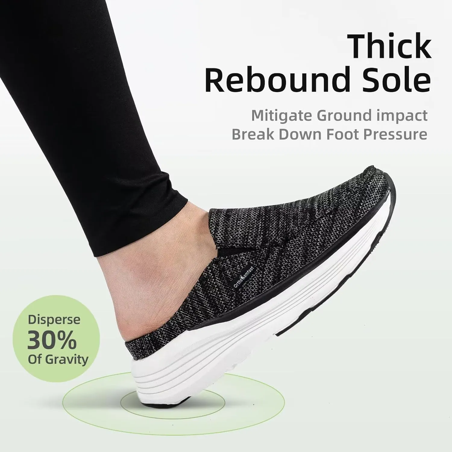 OrthoComfoot Women's Orthopedic Slip-On Loafers Walking Shoes: Comfortable Arch Suppor Slippers for Plantar Fasciitis, Casual Soft Orthotic Shoes for Foot and Heel Pain Relief