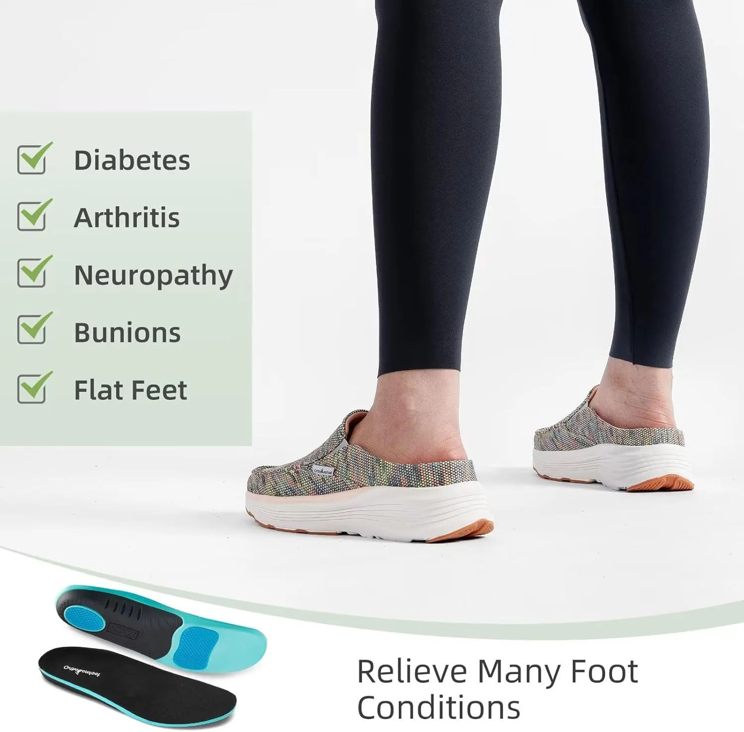 OrthoComfoot Women's Orthopedic Slip-On Loafers Walking Shoes: Comfortable Arch Suppor Slippers for Plantar Fasciitis, Casual Soft Orthotic Shoes for Foot and Heel Pain Relief