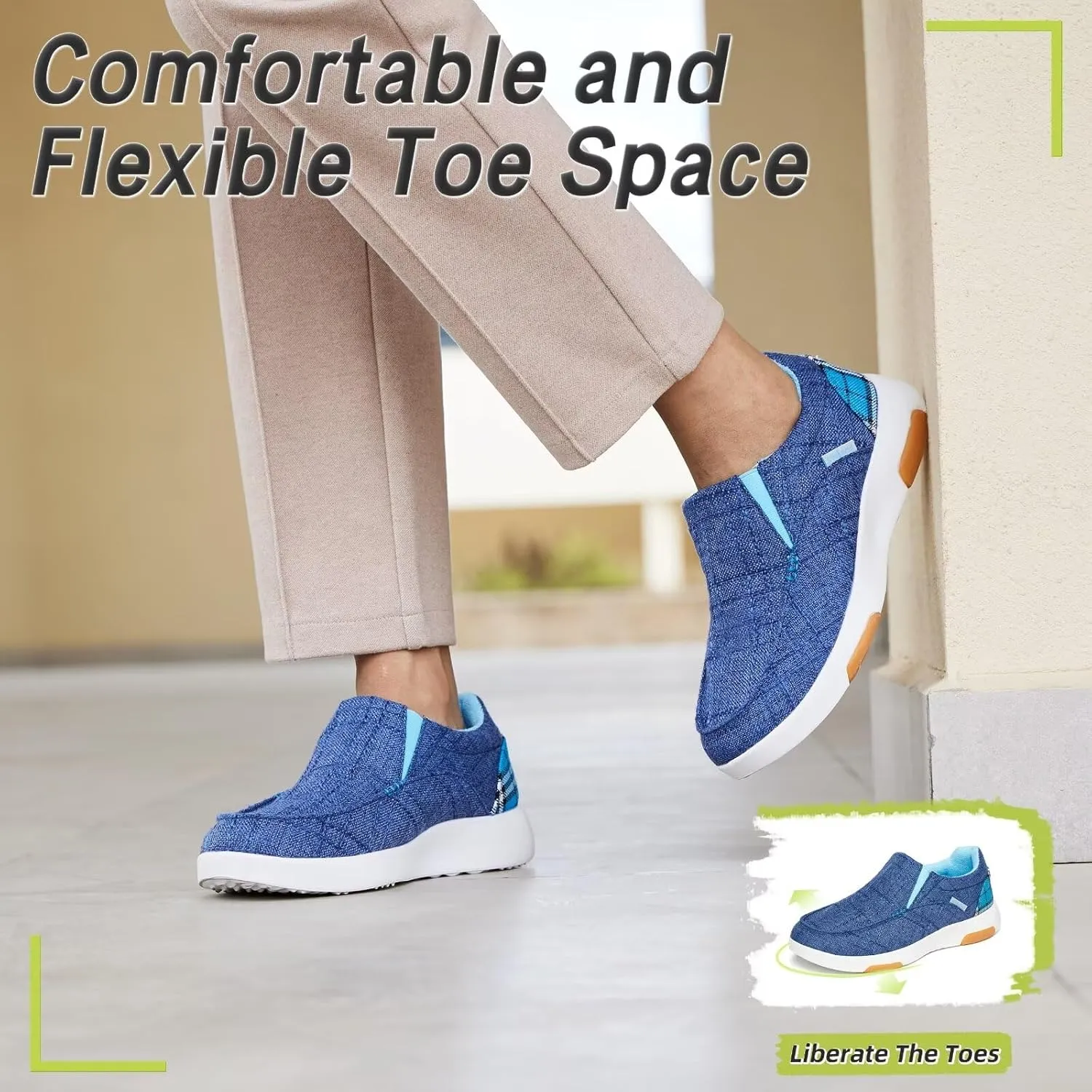 OrthoComfoot Women's Orthopedic Slip-On Loafers Walking Shoes: Comfortable Plantar Fasciitis Loafers with Arch Support for Flat Feet, Casual Orthotic Shoes for Foot and Heel Pain Relief